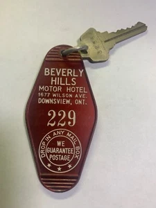 Beverly Hills Motor Hotel Motel Zimmer Schlüsselanhänger & Schlüssel Downsview Ontario #229 - Bild 1 von 2