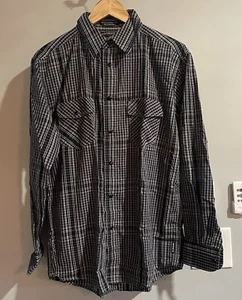 Airwalk Shirt Pearl Snap Plaid Button Up Long Roll Tab Sleeve Mens Size Large - Picture 1 of 7