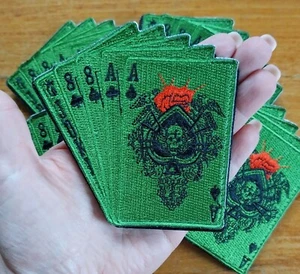 Menge 5 ~ Green Dead Man's Hand Tactical Morale Patches ~ Neu aus altem Lagerbestand ~ Haken & Schleife - Bild 1 von 8