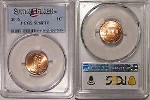 2006 P Lincoln Cent 1c PCGS SP68RD Satin Finish - Picture 1 of 2