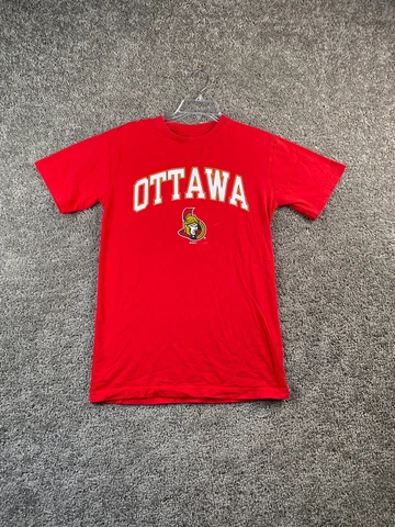 Ottawa Senators Shirt Adult Small Red White NHL Ice Hockey Short Sleeve Mens Cover