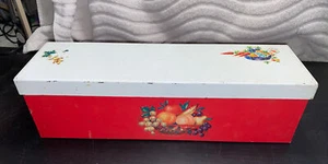 Antique Vintage Kitchen Red Metal Box with White Lid 4”x4”x13” - Picture 1 of 8