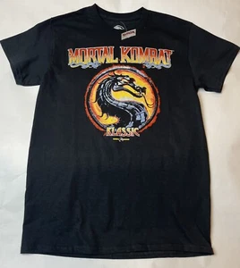 Mortal Kombat Logo License Video Game Retro Mens T- Shirt Black Size Small - Picture 1 of 6