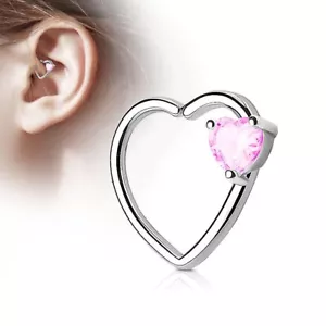 Piercing Ohr Knorpel Daith Strasssteine Herz Rosa - Bild 1 von 1