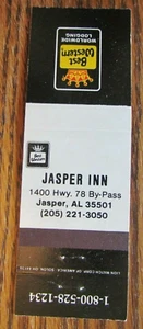 JASPER, ALABAMA STREICHHOLZHEFTCHENHÜLLE: JASPER INN BEST WESTERN MOTEL STREICHHOLZHÜLLE -E - Bild 1 von 2