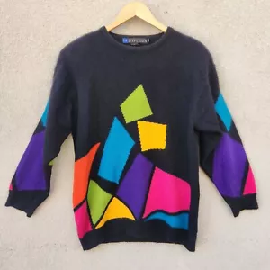 IB DIFFUSION Sweater Women's Large Lambswool Angora Vintage 90s Abstract - Picture 1 of 10
