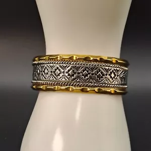 Vintage Navajo Sterlingsilber & 12k Gold gefüllt 5,75" Armreif Armband - Bild 1 von 7