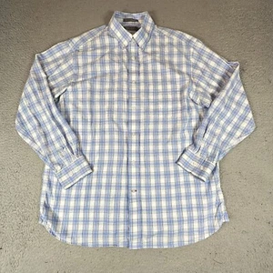 Daniel Cremieux Mens Shirt Size L Blue White Plaid Button Down Long Sleeve - Picture 1 of 11