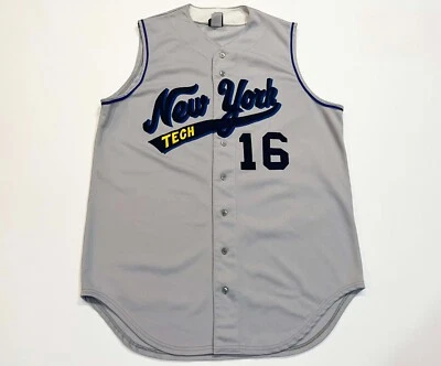 Vintage Wilson New York Tech #16 Baseball Vest Jersey Sz 48 Gray USA Sewn NCAA - Image 1 of 4