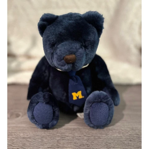 University of Michigan Velvete by Greek Navy Blue Bear with Neck Tie Cover
