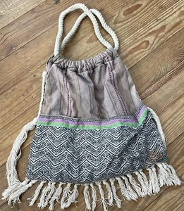 Vintage Billabong Large Canvas Aztec Print Hobo Tote Bag Purse Boho Festival - Picture 1 of 9