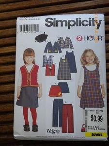 Simplicity 9854 Child Toddler Girls Jacket Vest Jumper Dress Pants Sz 2-6X Uncut - Picture 1 of 1