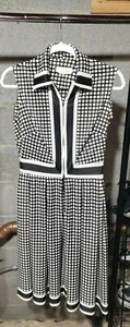 Vtg 1960s Designer Nancy Greer New York Zip Polka Dot Black White Dress Sz 10/12 - Picture 1 of 3