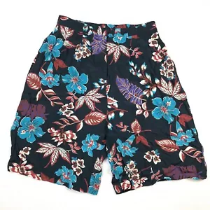 top shop womens size 4 retro high waist floral print shorts with pockets - Picture 1 of 6