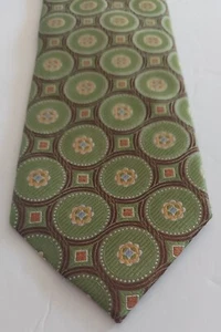 Corbata de cuello vintage 100 % círculos verdes seda - Imagen 1 de 5