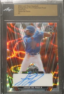 Josue De Paula 2024 Leaf Metal Autograph Pre Production Proof Lava Fire 1 of 1 - Picture 1 of 3