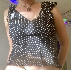 100% SILK Sleeveless POLKA DOTTED blouse by Anne Klein / women’s size small/ 12p - Picture 1 of 8