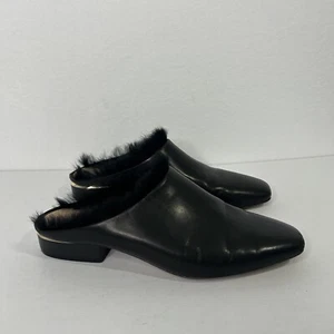 Pour La Victoire Damenschuhe Größe 7,5 schwarz Leder niedriger Absatz Fell Slipper - Bild 1 von 8