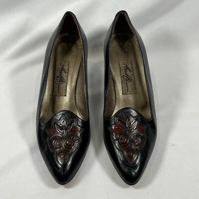 Amalfi Vtg Womens Pillow Say Leather Pumps Embossed Corpcore Professionsal 6B - Image 1 of 4