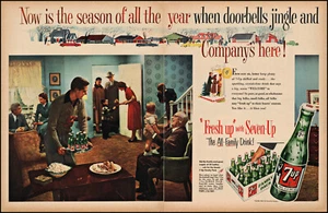 1953 7Up Cola Christmas Time Family gathering 7up soda retro photo print ad L72 - Imagen 1 de 1