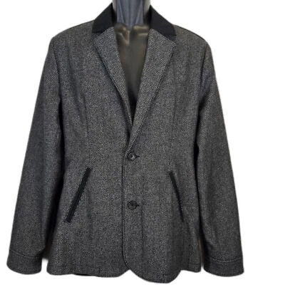  Blazer Mujer Talla S Negro Gris Gran Tamaño Grunge Oficina Informal Academia Patchwork Foto 1 de 4