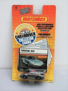 1989 MOC Matchbox Grey  PORSCHE 959 - Official Car & Driver Collector Cards