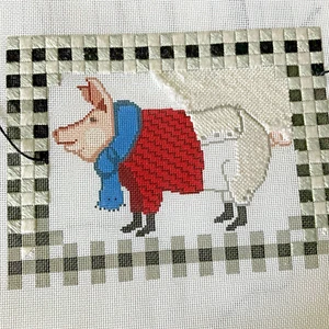 Shelly Hand Painted Canvas Needlepoint Kit 18 Ct FL21 Pig Fibers Started Piece - Picture 1 of 6