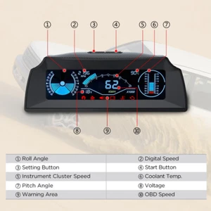 Car 12V LCD OBD Gauge HUD Head-Up Digital Speedometer Slope Display Code Kit - Picture 1 of 7