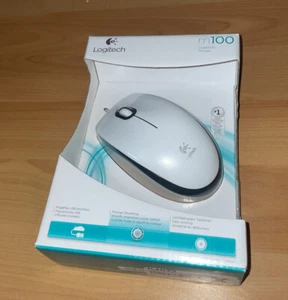 Logitech M100 Mouse Optical Cable 3 ButtonS White Usb 1000 Dpi Computer Scr - Picture 1 of 2