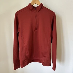 REI Mens Half Zip Pullover Sweater Sz L Outdoors Fleece Quilted Burnt Sienna - Picture 1 of 8