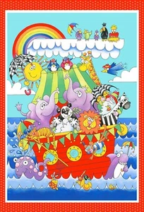 Henry Glass Noah Story Noah Ark Panel Cotton Fabric 9460P-81 - Picture 1 of 1