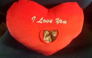 Heart Shaped Velvety I LOVE YOU Soft Plush Throw Pillow w/Pic Bed Decor #BWLTS - Picture 1 of 3