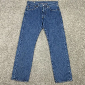Levis Jeans Mens 31x30 Blue 501 Button Fly Premium Stretch Straight Denim Pants - Picture 1 of 11