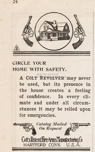 1904 Colt's Patent Fire Arms Hartford Revolver Circle Your Home With Safety ad - Bild 1 von 1