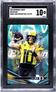 Bo Nix 2022 Bowman University Best #22 Aqua Lava Ref. /199 SGC 10 Gem - Imagen 1 de 2