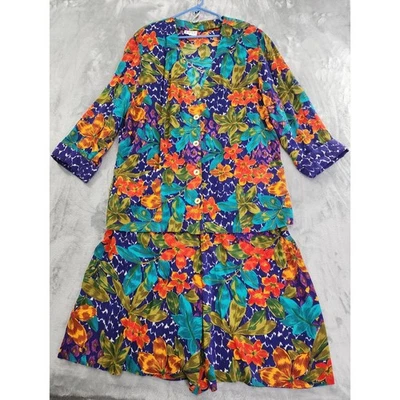 Conjunto Blazer Culotte Vintage Años 80 Russ Colorido Talla 18 Tropical Floral Suelto Foto 1 de 4