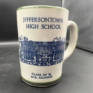 Vintage Louisville Steinzeug Kaffeebecher Jeffersontown High School Class 43 grün - Bild 1 von 7
