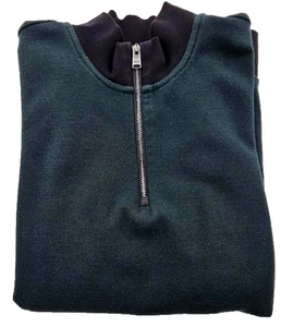 Hugo Boss Sweater Men's XXL Dark Green Quarter Zip Pullover Long Sleeve Preppy - Picture 1 of 8