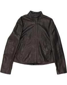 FRENCH CONNECTION Womens Crop Leather Jacket UK 14 Large Black Leather EP06 - Picture 1 of 3