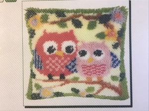 Pillow Case Needlework Kit LATCH HOOK Owls Design NEW - Picture 1 of 6