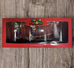 Nintendo Super Mario Sammlerstück 4 Stück Glas Set 16 flüssige Unzen GameStop VERSIEGELT - Bild 1 von 5