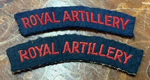 Precioso par de parches de hombro del regimiento de artillería real de la Segunda Guerra Mundial A983 - Imagen 1 de 13