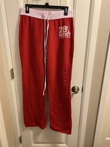 Disney Vintage Sweatpants L Red Mickey Mouse Sweats Pants Elastic Waistband Lg L - Picture 1 of 7