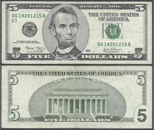 2003 US $5 Five Dollar Bill 'Monochrome' Note (Chicago Federal Reserve) - Picture 1 of 6