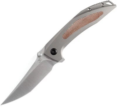 Kansept Knives Baku Linerlock Gray Titanium & Micarta Folding S35VN Knife 1056A2 - Image 1 of 4