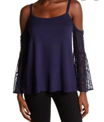 Blusa Kensie Nueva con Etiquetas Talla XS Hombro Frío Encaje Manga Campana Top Tejido Elástico $58 Foto 1 de 3