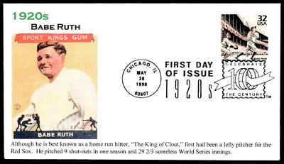 1998 Babe Ruth Celebrate the Century 1920's FDC- Ginsburg Cachet - Image 1 of 2