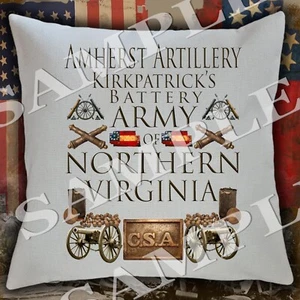 Amherst Artillery Army of Northern Va Civil War themed pillow sham/covering - Picture 1 of 1