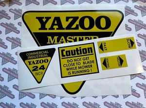 "Calcomanía de cortacésped Yazoo Master de 7"" con calcomanías de rueda grande de 24 pulgadas 5 calcomanías en total" - Imagen 1 de 2