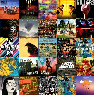Indie music posters 64pics Album covers photo collage kit wall decor 8x8"  - Image 1 of 4